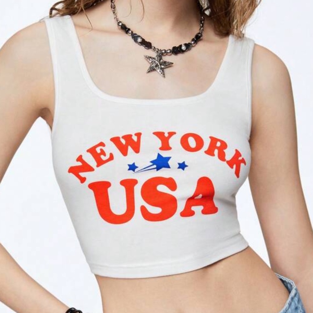 New York USA Cropped Tank Top